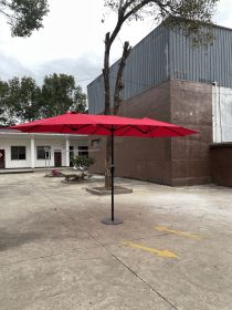 15Ftx9FtDouble-Sided Patio Umbrella Outdoor Market Table Garden Extra Large Waterproof Twin Umbrellas with Crank and Wind Vents for Garden Deck B