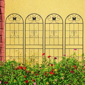 4 Pack Metal Garden Trellis 71" x 19.7" Rustproof Trellis for Climbing Plants Outdoor Flower Support Black