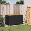 Patio Storage Box Black 43.3"x21.7"x24.8" Poly Rattan Acacia Wood