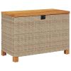 Patio Storage Box Beige 31.5"x15.7"x18.9" Poly Rattan Acacia Wood