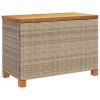 Patio Storage Box Beige 31.5"x15.7"x18.9" Poly Rattan Acacia Wood