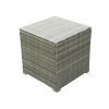 4 Piece Patio Sectional Wicker Rattan Outdoor Furniture Sofa Set with Storage Box - Grey Wicker Creme Cushion