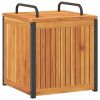 Patio Cushion Box 17.7"x17.7"x17.7"/20.9" Solid Wood Acacia and Steel