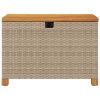 Patio Storage Box Beige 31.5"x15.7"x18.9" Poly Rattan Acacia Wood