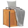 Patio Cushion Box 17.7"x17.7"x17.7"/20.9" Solid Wood Acacia and Steel
