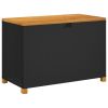Patio Storage Box Black 43.3"x21.7"x24.8" Poly Rattan Acacia Wood