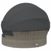 Patio Lounge Bed with Canopy and Cushions Gray Poly Rattan