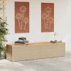 Patio Storage Box Beige 86.6"x19.7"x21.3" Poly Rattan Acacia Wood