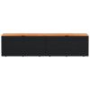 Patio Storage Box Black 86.6"x19.7"x21.3" Poly Rattan Acacia Wood