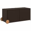 Garden Storage Box with Wheels Brown 74.8 Gal Poly Rattan