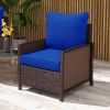 Outsunny 4-Piece Patio Chair Cushion and Back Pillow Set, Seat Replacement Patio, Cushions Set for Outdoor Garden Furniture, Navy Blue