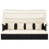 Patio Lounge Bed with Roof Black Poly Rattan