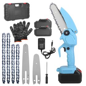 Electric Mini Chainsaw Portable Handheld Cordless Small Chain Saw Battery Powered with 2Pcs 2200mAh Rechargeable Batteries 4in/6in Chains for Pruning (Option: electricchainsaw)