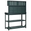 65" Large Wooden Farmhouse Rustic Outdoor Potting Bench Table; Patio Workstation; Garden Potting Bench with 4 Storage Shelves and Side Hook