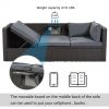 Outdoor Patio Rectangle Daybed with Retractable Canopy, Wicker Furniture Sectional Seating with Washable Cushions, Backyard, Porch
