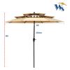 9Ft 3-Tiers Outdoor Patio Umbrella with Crank and tilt and Wind Vents for Garden Deck Backyard Pool Shade Outside Deck Swimming Pool