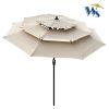 9Ft 3-Tiers Outdoor Patio Umbrella with Crank and tilt and Wind Vents for Garden Deck Backyard Pool Shade Outside Deck Swimming Pool