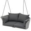51.9" 2-Person Hanging Seat, Rattan Woven Swing Chair, Porch Swing With Ropes