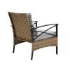 Patio 4 piece sectional low dining conversation sofa set- KD rattan wicker outdoor garden furniture corner sofa set with cushion.