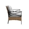 Patio 4 piece sectional low dining conversation sofa set- KD rattan wicker outdoor garden furniture corner sofa set with cushion.