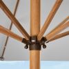 9ft Deep Square Solar Powered LED Lighted Patio Umbrella w/Faux Wood Texture, UV-Resistant Fabric, Hand Crank