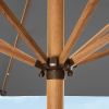 9ft Deep Square Solar Powered LED Lighted Patio Umbrella w/Faux Wood Texture, UV-Resistant Fabric, Hand Crank
