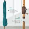 9ft Deep Square Solar Powered LED Lighted Patio Umbrella w/Faux Wood Texture, UV-Resistant Fabric, Hand Crank