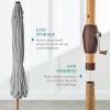 9ft Deep Square Solar Powered LED Lighted Patio Umbrella w/Faux Wood Texture, UV-Resistant Fabric, Hand Crank