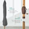 9ft Deep Square Solar Powered LED Lighted Patio Umbrella w/Faux Wood Texture, UV-Resistant Fabric, Hand Crank