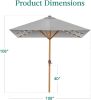 9ft Deep Square Solar Powered LED Lighted Patio Umbrella w/Faux Wood Texture, UV-Resistant Fabric, Hand Crank