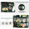 65" Large Wooden Farmhouse Rustic Outdoor Potting Bench Table; Patio Workstation; Garden Potting Bench with 4 Storage Shelves and Side Hook