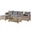 Outdoor;  Patio Furniture Sets;  4 Piece Conversation Set Wicker Ratten Sectional Sofa with Seat Cushions