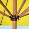 9ft Deep Square Solar Powered LED Lighted Patio Umbrella w/Faux Wood Texture, UV-Resistant Fabric, Hand Crank