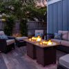 28-Inch Fire Table, 50000 BTU Gas Firepit with Volcanic Stone Black