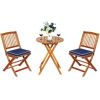 3 Pieces Patio Folding Bistro Set with Padded Cushion and Round Coffee Table