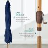 9ft Deep Square Solar Powered LED Lighted Patio Umbrella w/Faux Wood Texture, UV-Resistant Fabric, Hand Crank