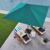 9ft Deep Square Solar Powered LED Lighted Patio Umbrella w/Faux Wood Texture, UV-Resistant Fabric, Hand Crank