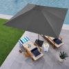 9ft Deep Square Solar Powered LED Lighted Patio Umbrella w/Faux Wood Texture, UV-Resistant Fabric, Hand Crank