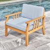 Kapalua Honey Nautical Curve Eucalyptus Wooden Outdoor Sofa Chair with Cushion