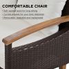GO 4-Piece Garden Furniture, Patio Seating Set, PE Rattan Outdoor Sofa Set, Wood Table and Legs, Brown and Beige