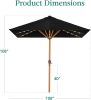 9ft Deep Square Solar Powered LED Lighted Patio Umbrella w/Faux Wood Texture, UV-Resistant Fabric, Hand Crank