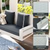 2-Person Wicker Hanging Porch Swing with Chains; Cushion; Pillow; Rattan Swing Bench for Garden; Backyard; Pond