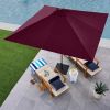 9ft Deep Square Solar Powered LED Lighted Patio Umbrella w/Faux Wood Texture, UV-Resistant Fabric, Hand Crank