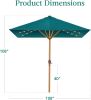 9ft Deep Square Solar Powered LED Lighted Patio Umbrella w/Faux Wood Texture, UV-Resistant Fabric, Hand Crank