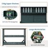 65" Large Wooden Farmhouse Rustic Outdoor Potting Bench Table; Patio Workstation; Garden Potting Bench with 4 Storage Shelves and Side Hook