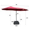 15x9ft Large Double-Sided Rectangular Outdoor Twin Patio Market Umbrella with light and base