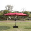 15x9ft Large Double-Sided Rectangular Outdoor Twin Patio Market Umbrella with light and base