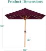 9ft Deep Square Solar Powered LED Lighted Patio Umbrella w/Faux Wood Texture, UV-Resistant Fabric, Hand Crank