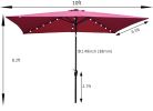 10 x 6.5t Rectangular Patio Solar LED Lighted Outdoor Umbrellas with Crank and Push Button Tilt for Garden Backyard Pool Swimming Pool