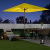 9ft Deep Square Solar Powered LED Lighted Patio Umbrella w/Faux Wood Texture, UV-Resistant Fabric, Hand Crank
